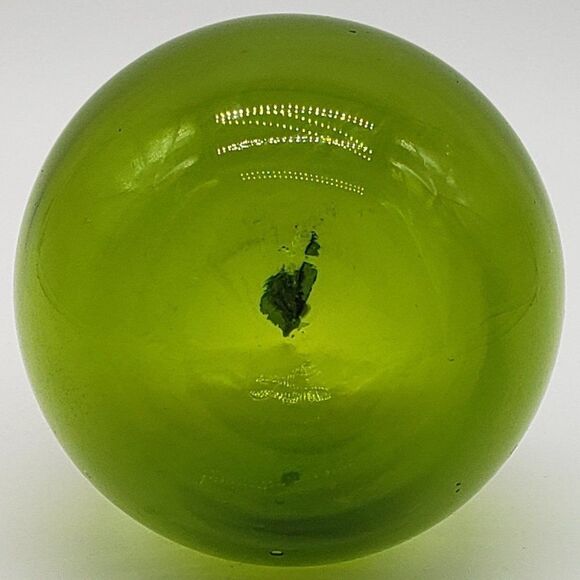 Vintage Viking Glass Solid Green Apple and Stem Blown Art Glass Paperweight - Picture 3 of 14